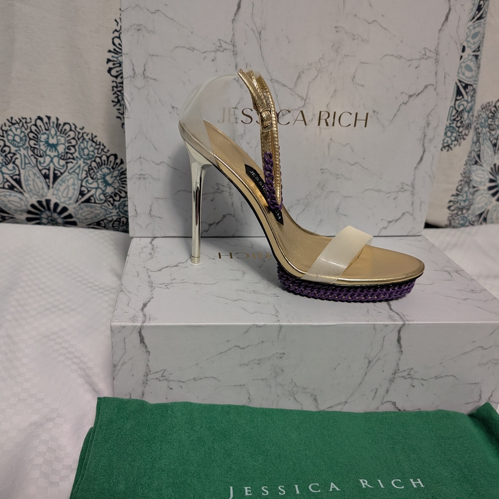 Jessica Women's Gold and Purple High Heel Sandals